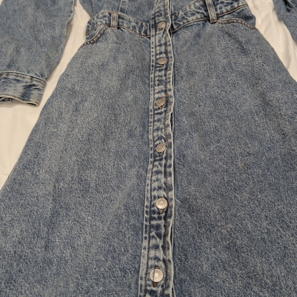 Classic Blue Denim Button-Front Maxi Dress - Picture 4 of 5